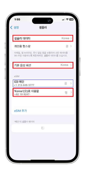 iOS 설정 스크린샷
