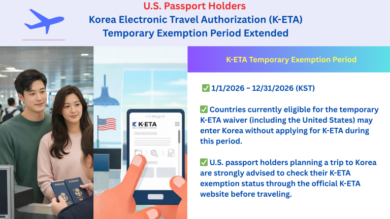 Korea K-ETA waiver extension for U.S. passport holders image