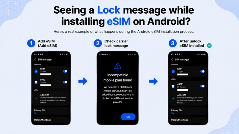 Android eSIM installation carrier lock resolution case
