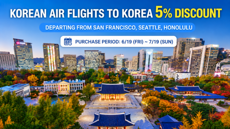 Promotional image for Korean Air's 5% discount on flights to Korea